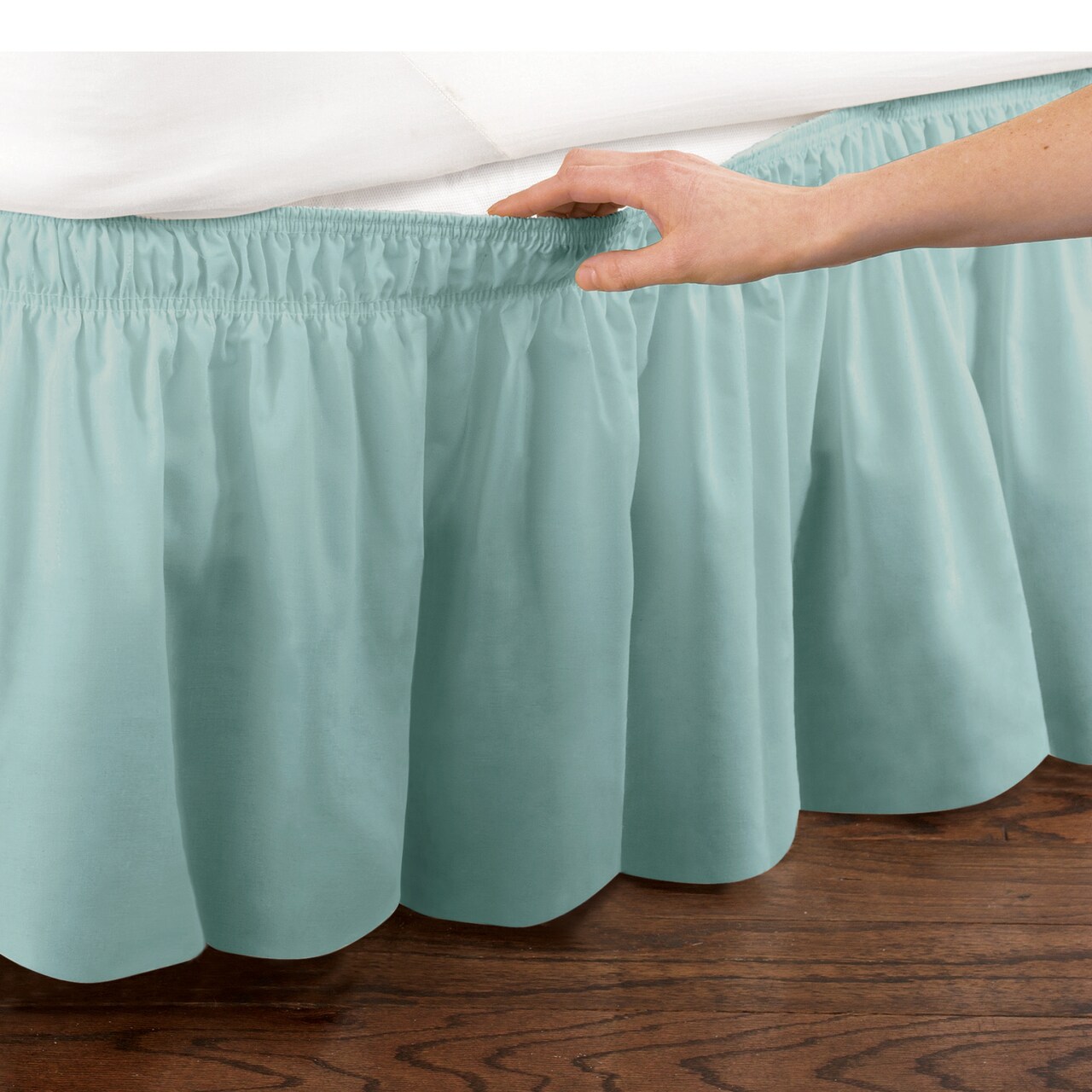 Collections Etc Wrap Around Bed Skirt, Easy Fit Elastic Dust Ruffle